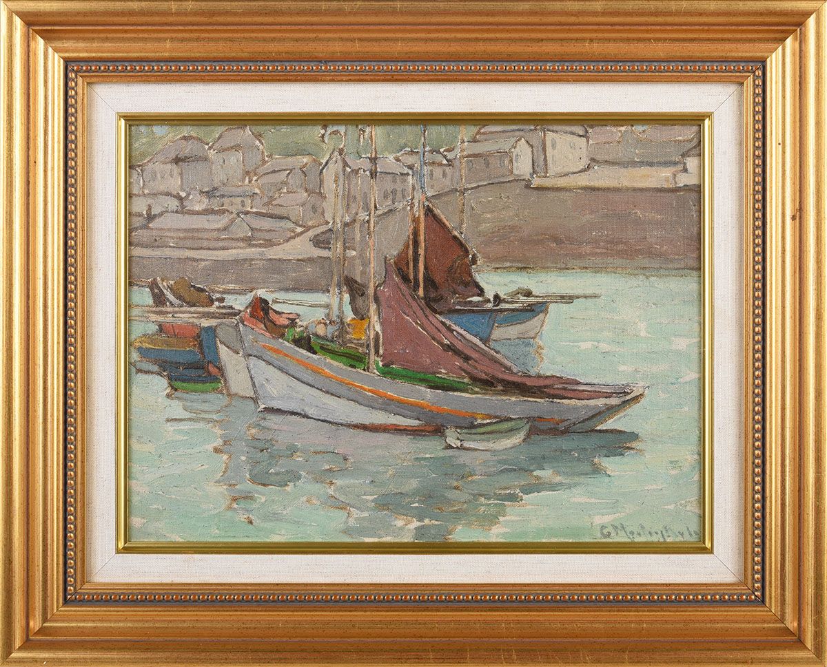 BACK TO HARBOUR, NEWLYN, CORNWALL by Georgina Moutray Kyle RUA at Ross's Online Art Auctions