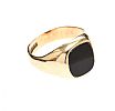 THREE 9CT GOLD ONYX SIGNET RINGS at Ross's Online Art Auctions