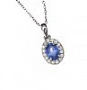 9CT WHITE GOLD SAPPHIRE PENDANT AND CHAIN at Ross's Online Art Auctions