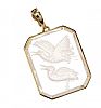 14CT GOLD MOUNTED ETCHED GLASS PENDANT at Ross's Online Art Auctions