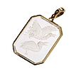 14CT GOLD MOUNTED ETCHED GLASS PENDANT at Ross's Online Art Auctions