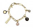 GOLD-TONE COSTUME BRACELET WITH ASSORTMENT OF CHARMS at Ross's Online Art Auctions
