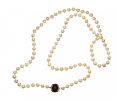 CULTURED PEARL STRAND WITH AMBER-SET CLASP at Ross's Online Art Auctions