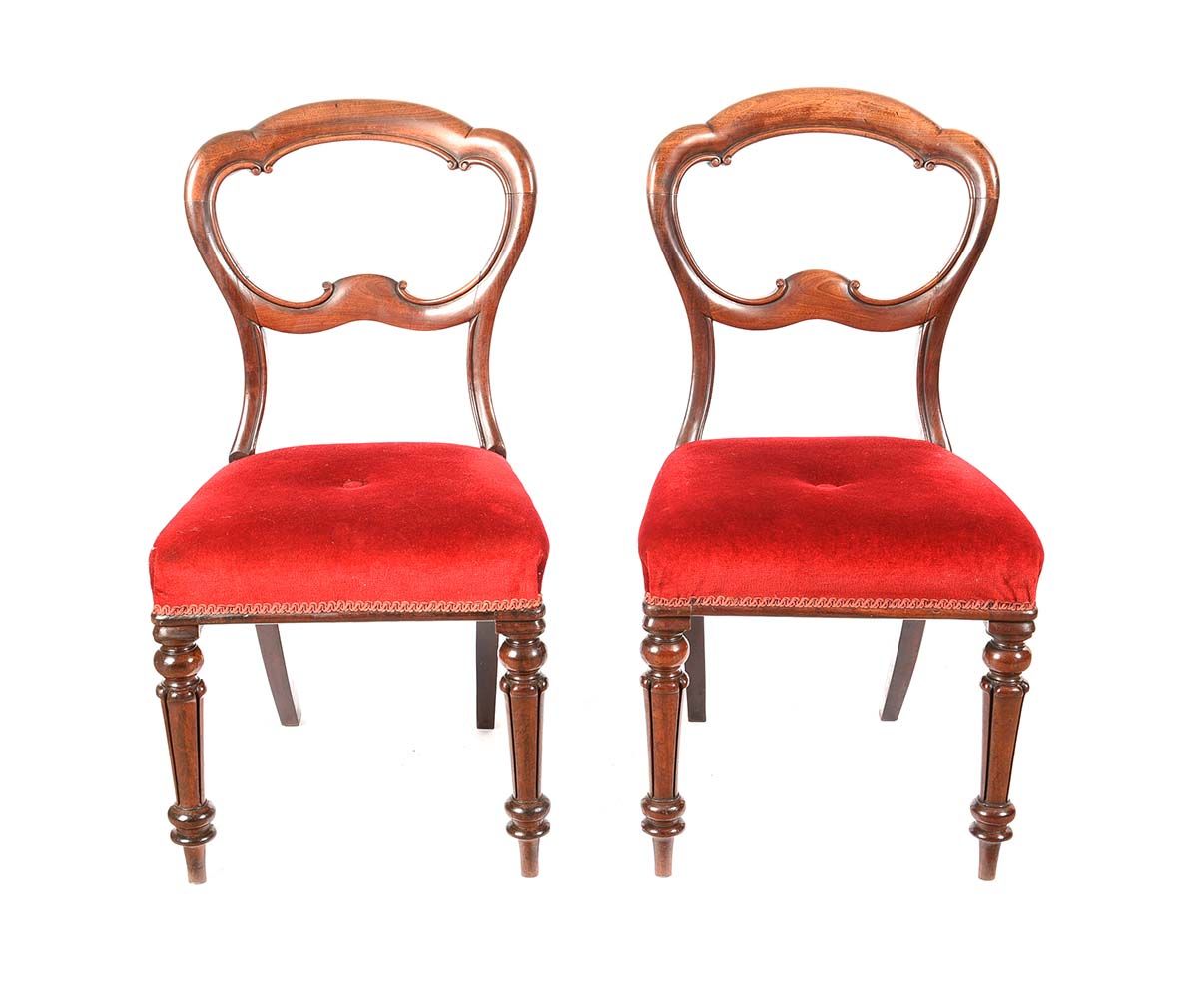 PAIR OF VICTORIAN MAHOGANY BALLOON BACK CHAIRS at Ross's Online Art Auctions