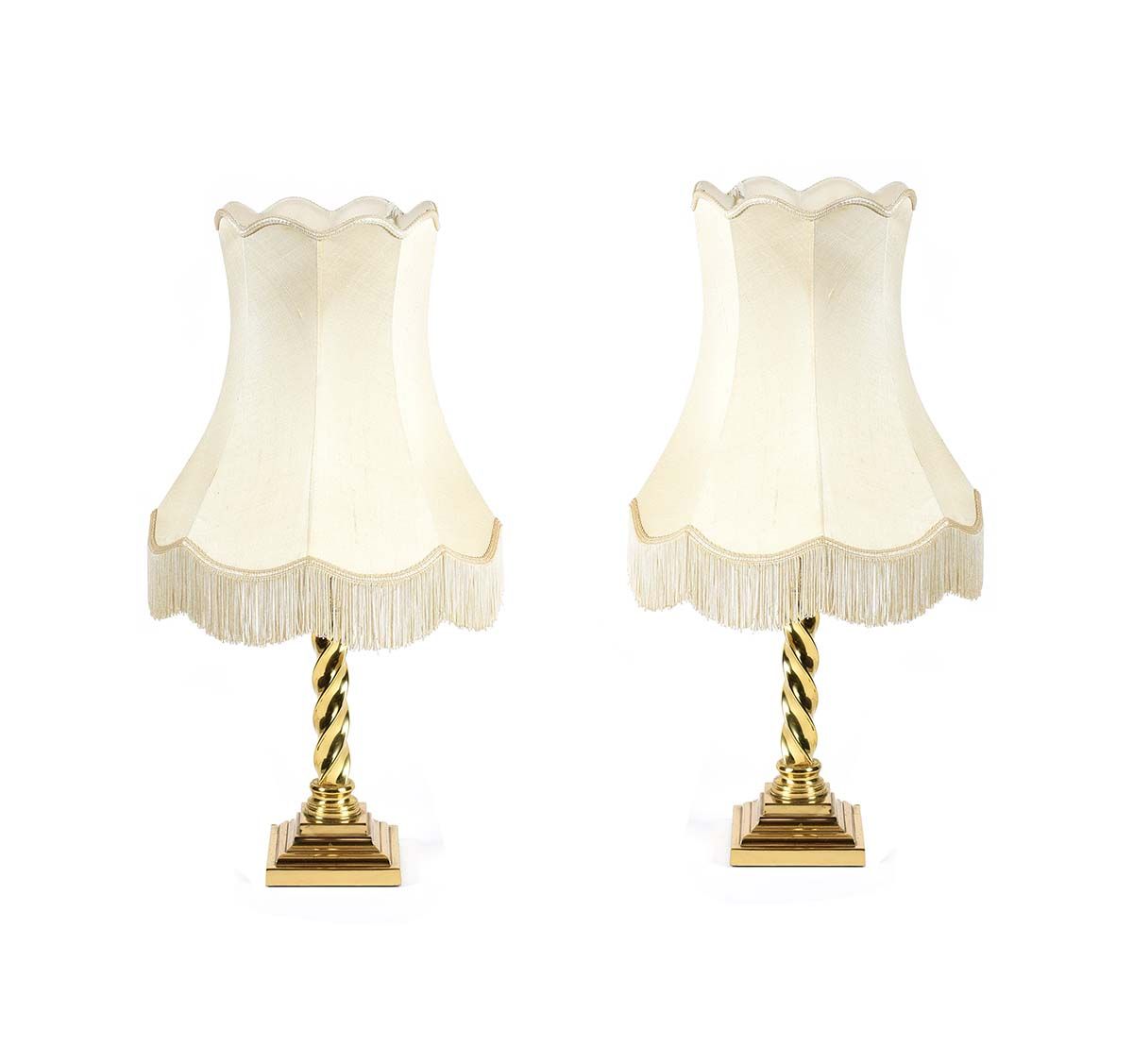 PAIR OF BRASS TABLE LAMPS at Ross's Online Art Auctions