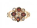 9CT GOLD SEED PEARL AND GARNET RING at Ross's Online Art Auctions