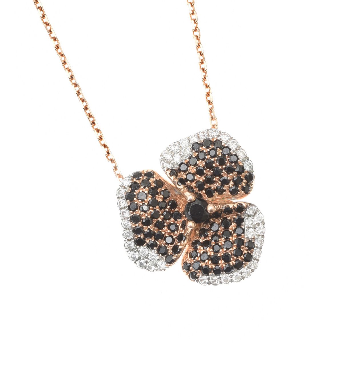18CT ROSE GOLD SAPPHIRE AND DIAMOND NECKLACE at Ross's Online Art Auctions