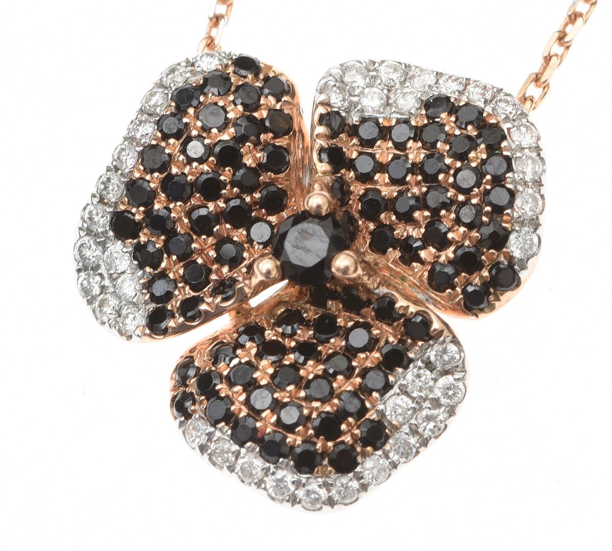18CT ROSE GOLD SAPPHIRE AND DIAMOND NECKLACE at Ross's Online Art Auctions