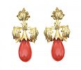 18CT GOLD CORAL DROP EARRINGS at Ross's Online Art Auctions