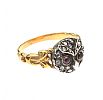 GOLD ON SILVER GARNET AND DIAMOND OWL RING at Ross's Online Art Auctions