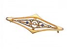 9CT GOLD SAPPHIRE AND PEARL BAR BROOCH at Ross's Online Art Auctions