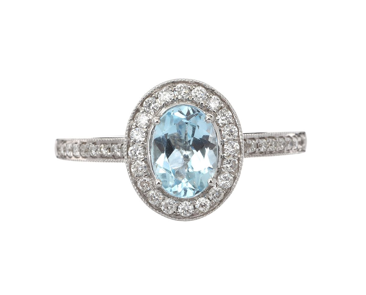 18CT WHITE GOLD TOPAZ AND DIAMOND RING at Ross's Online Art Auctions