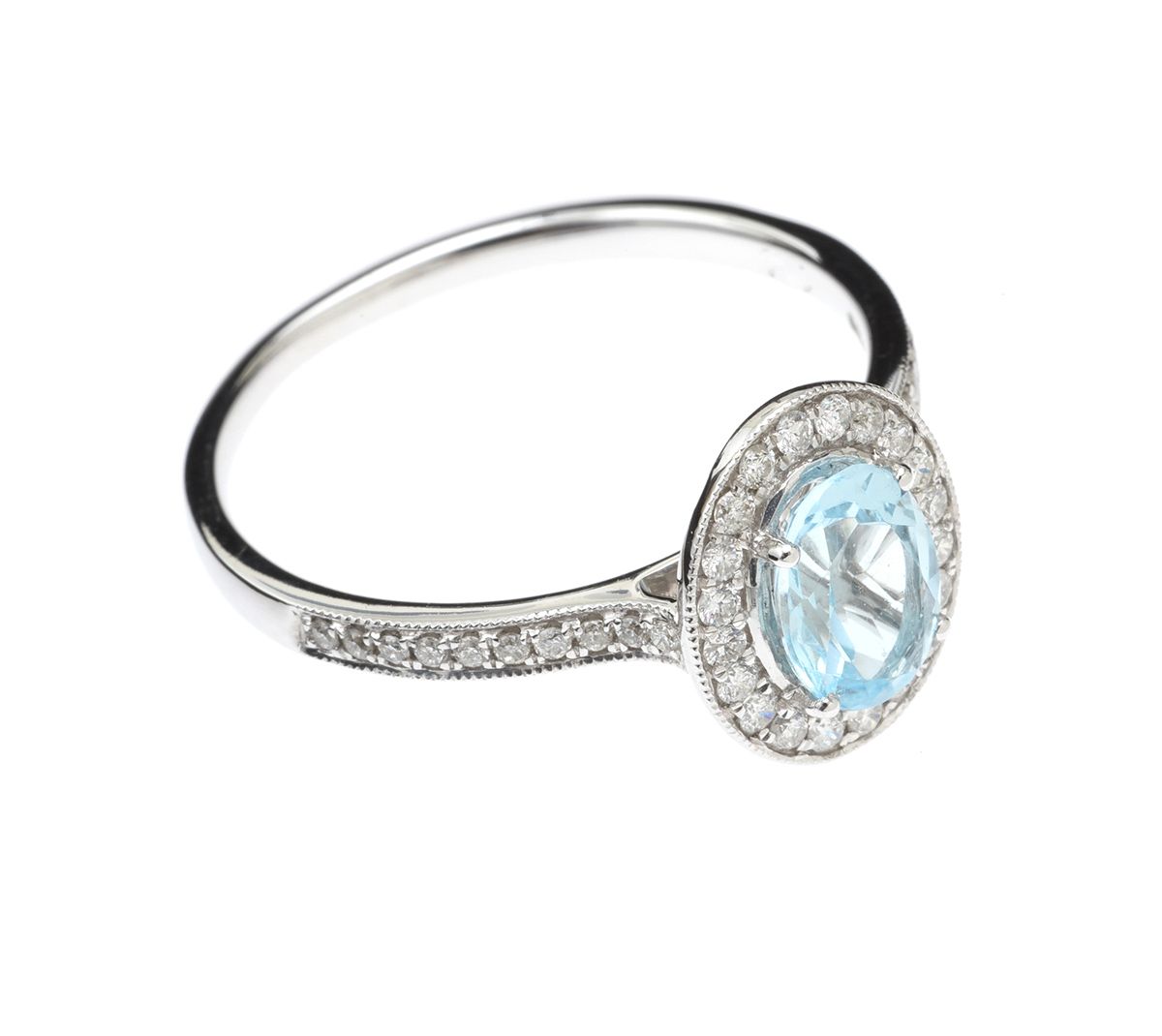 18CT WHITE GOLD TOPAZ AND DIAMOND RING at Ross's Online Art Auctions