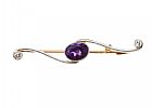 9CT GOLD AMETHYST AND DIAMOND BROOCH 
 at Ross's Online Art Auctions