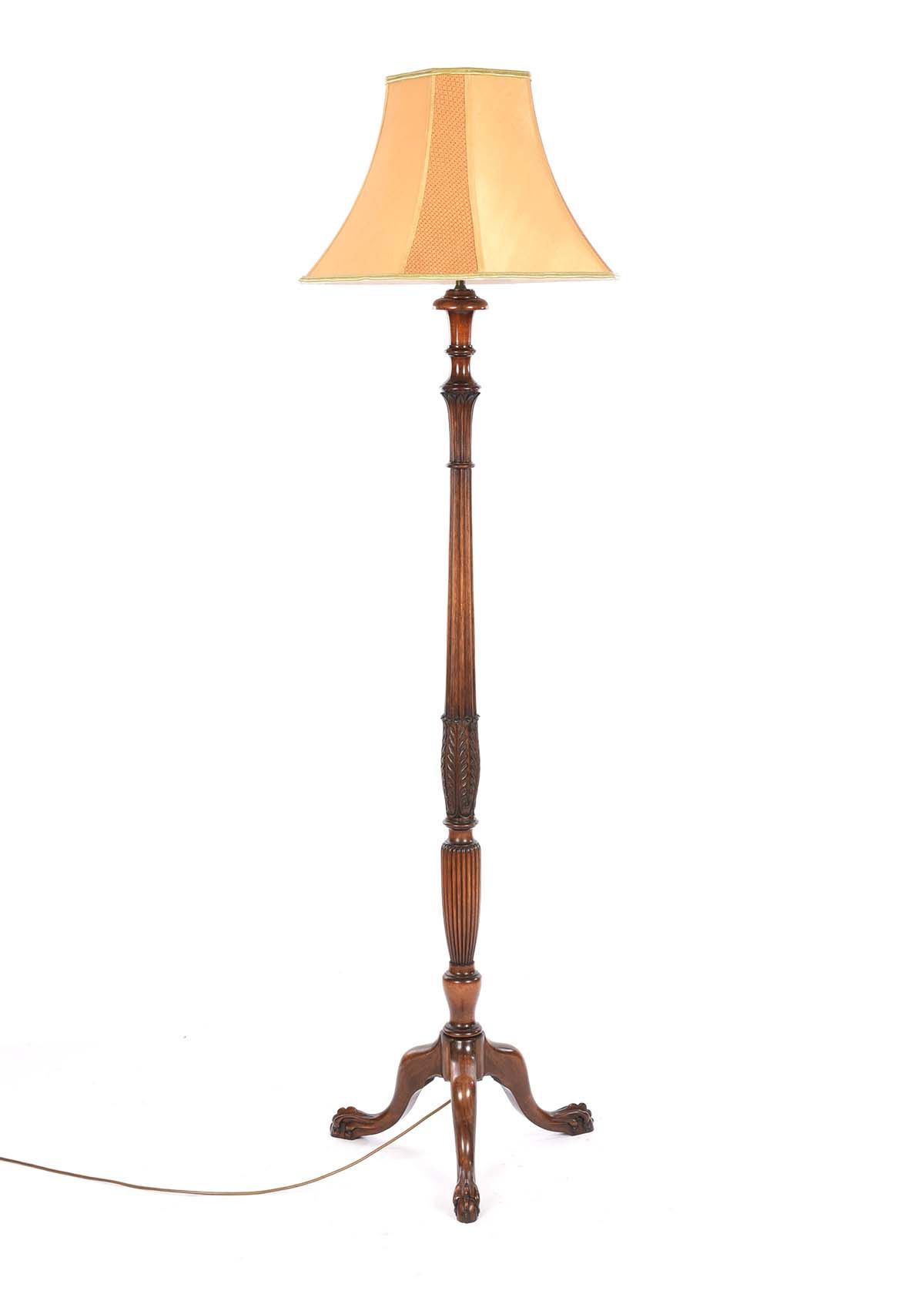 ANTIQUE MAHOGANY STANDARD LAMP & SHADE at Ross's Online Art Auctions