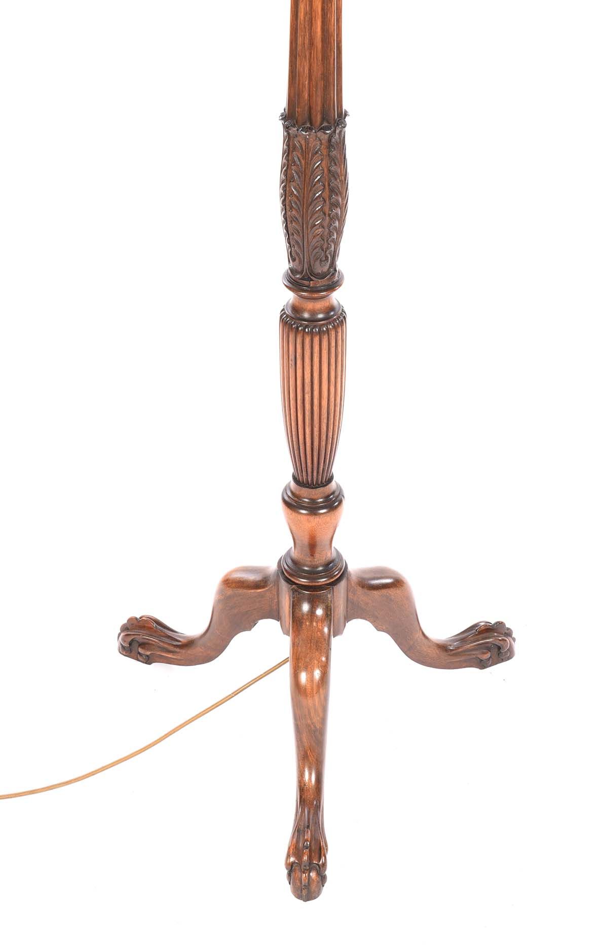 ANTIQUE MAHOGANY STANDARD LAMP & SHADE at Ross's Online Art Auctions