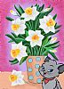 GREY CAT WITH DAFFODILS by George Smyth at Ross's Online Art Auctions