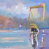 CYCLIST AT HARLAND & WOLFF, BELFAST by Sean Lorinyenko at Ross's Online Art Auctions