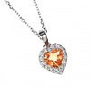 9CT WHITE GOLD ORANGE SAPPHIRE AND DIAMOND PENDANT AND CHAIN at Ross's Online Art Auctions