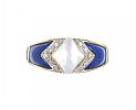 9CT GOLD MOTHER OF PEARL, LAPIS LAZULI AND DIAMOND RING at Ross's Online Art Auctions
