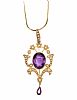 15CT GOLD AMETHYST AND SEED PEARL PENDANT AND 9CT GOLD CHAIN at Ross's Online Art Auctions