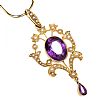 15CT GOLD AMETHYST AND SEED PEARL PENDANT AND 9CT GOLD CHAIN at Ross's Online Art Auctions