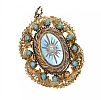 GOLD-TONE TURQUOISE PENDANT at Ross's Online Art Auctions