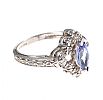 14CT WHITE GOLD BLUE STONE AND DIAMOND RING at Ross's Online Art Auctions