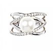 STERLING SILVER CULTURED PEARL AND CUBIC ZIRCONIA RING at Ross's Online Art Auctions