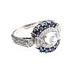 14CT WHITE GOLD SAPPHIRE AND DIAMOND RING at Ross's Online Art Auctions
