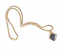 9CT GOLD BLOODSTONE SWIVEL FOB AND CHAIN at Ross's Online Art Auctions