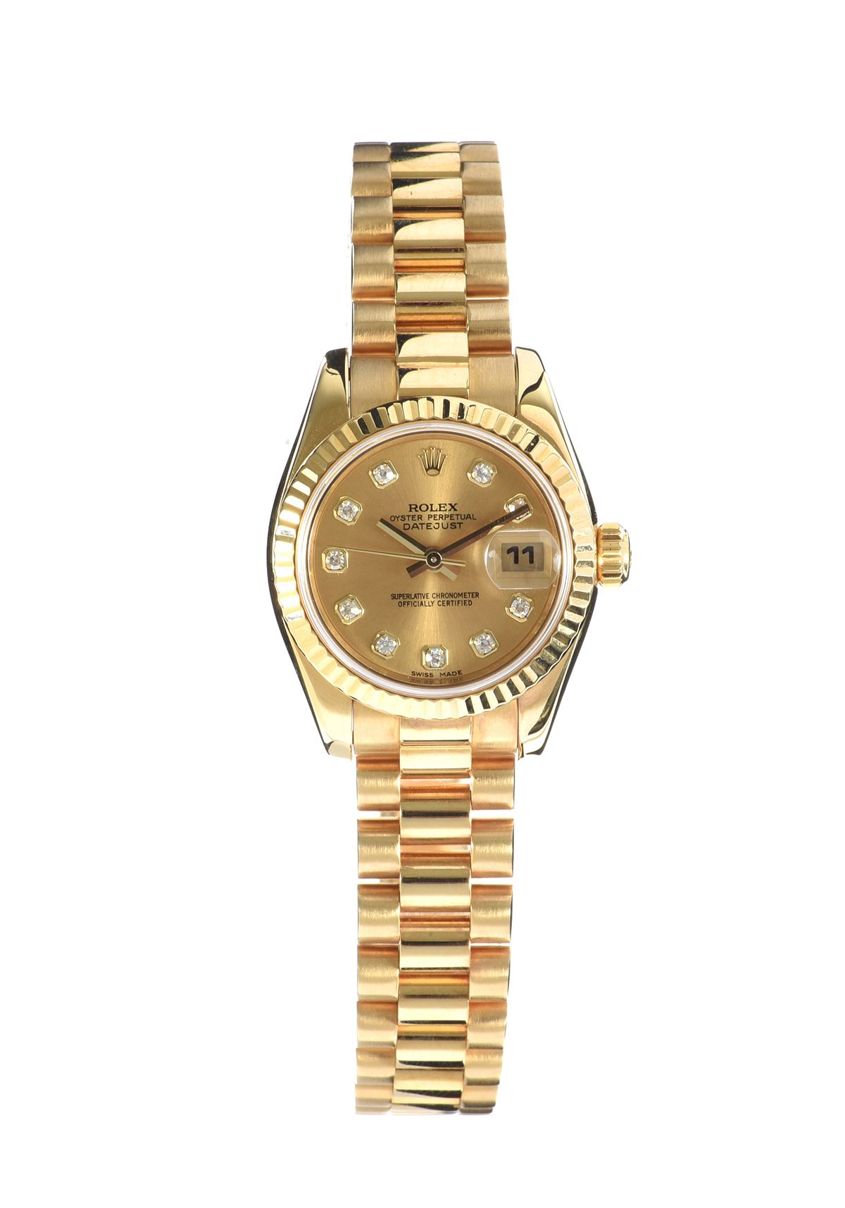 ROLEX OYSTER PERPETUAL LADY'S 18CT GOLD WRIST WATCH at Ross's Online Art Auctions