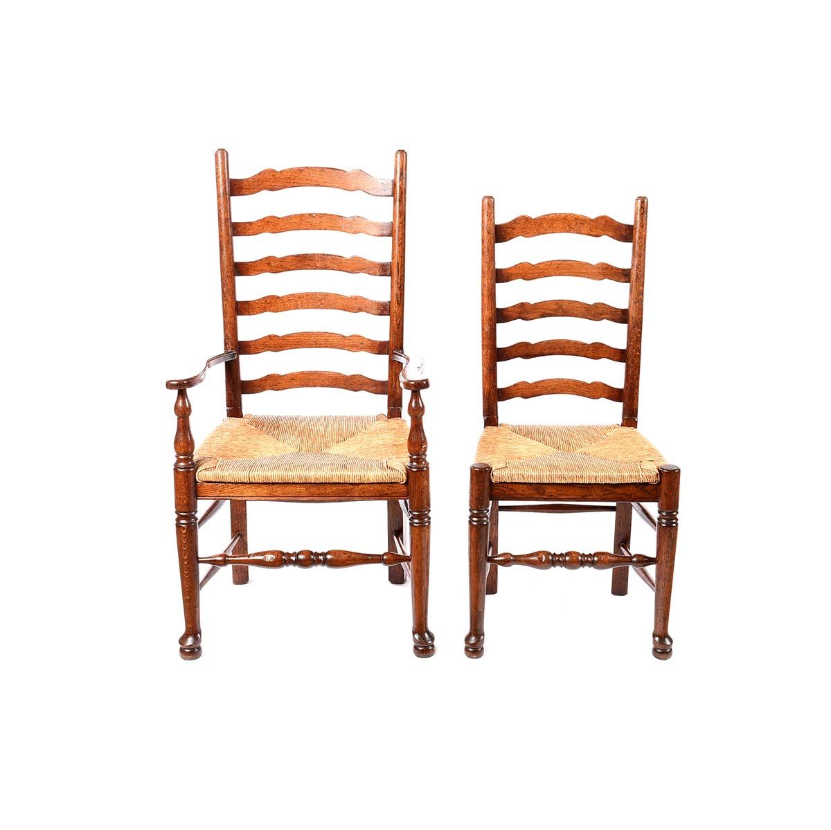 FINE OAK REFECTORY TABLE & EIGHT CHAIRS at Ross's Online Art Auctions