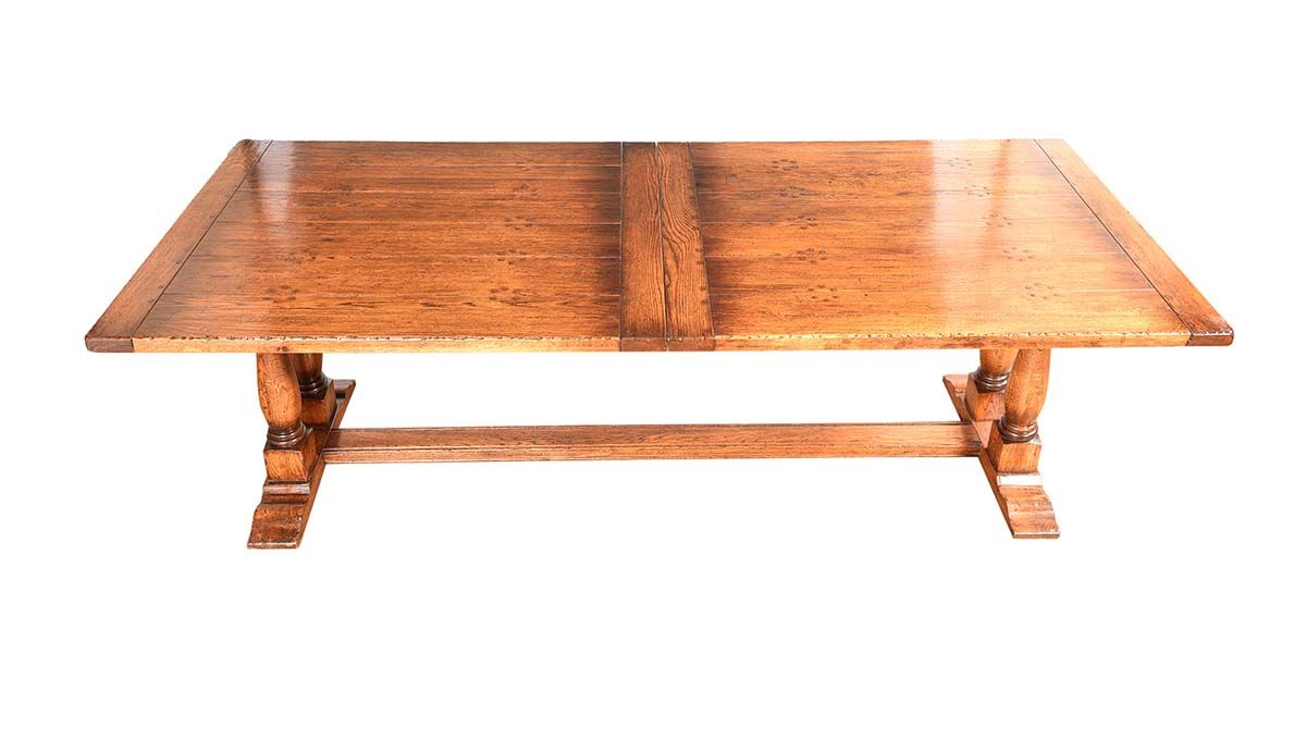 FINE OAK REFECTORY TABLE & EIGHT CHAIRS at Ross's Online Art Auctions