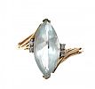 9CT GOLD AQUAMARINE AND DIAMOND RING at Ross's Online Art Auctions