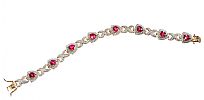 STERLING SILVER RED STONE BRACELET at Ross's Online Art Auctions