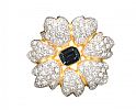 VINTAGE DIMANTE & BLUE STONE FLOWER BROOCH at Ross's Online Art Auctions