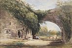 SITTING BELOW THE OLD STONE BRIDGE by English School at Ross's Online Art Auctions
