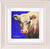 COW ON BLUE by Ronald Keefer at Ross's Online Art Auctions
