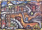 WINDING ROAD THROUGH THE CITY by Karen Daye Hutchinson at Ross's Online Art Auctions