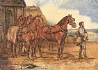 FARMER WITH WORKING HORSES by English School at Ross's Online Art Auctions