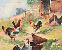 CHICKENS FEEDING by William Cunningham at Ross's Online Art Auctions