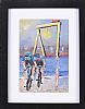 TWO CYCLISTS RACING AT HARLAND & WOLFF, BELFAST by Sean Lorinyenko at Ross's Online Art Auctions