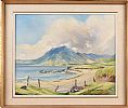 BEACH WITH DISTANT MOUNTAINS by D.J. McCartney at Ross's Online Art Auctions