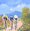 CYCLISTS RACING NEAR MUCKISH MOUNTAINS, DOWNINGS by Sean Lorinyenko at Ross's Online Art Auctions