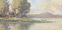 CATTLE GRAZING BY A LOUGH by Richard Williamson at Ross's Online Art Auctions