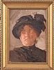 LADY IN A BLACK HAT by Georgina Moutray Kyle RUA at Ross's Online Art Auctions