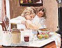 LITTLE GIRLS BAKING by Rowland Davidson at Ross's Online Art Auctions