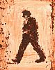 WALKING MAN GOING TO WORK by Ross Wilson ARUA at Ross's Online Art Auctions