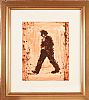 WALKING MAN GOING TO WORK by Ross Wilson ARUA at Ross's Online Art Auctions